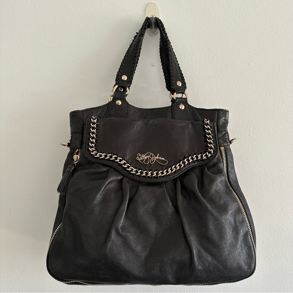 Betsey Johnson Large Black Leather Bag